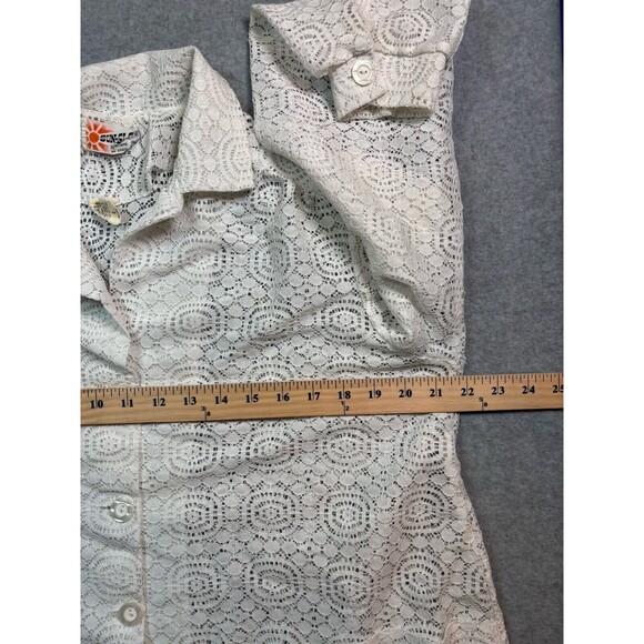 Vintage Sun Glo Of Miami Lace Beach Coverup Sunburst White‎ Womens Size Large - Picture 8 of 10